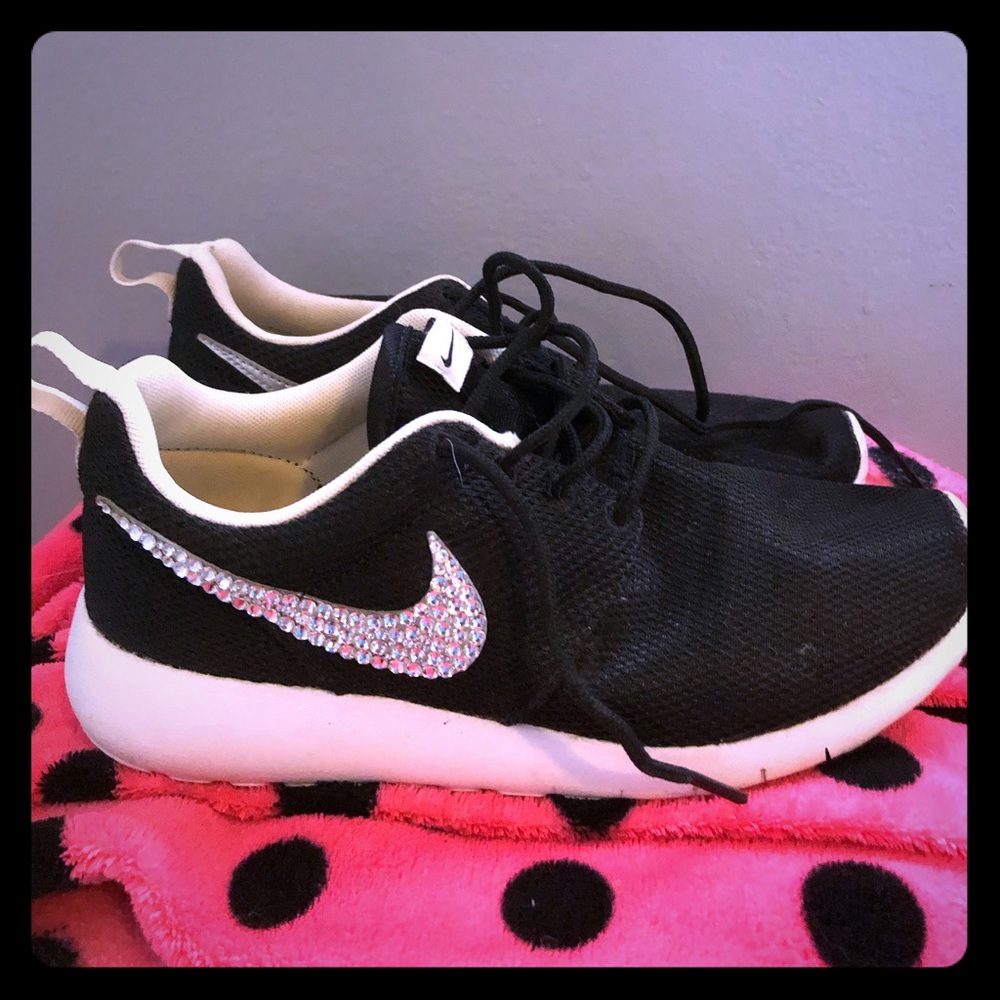 Clear crystal embellished black Nike Roshe Sneaker